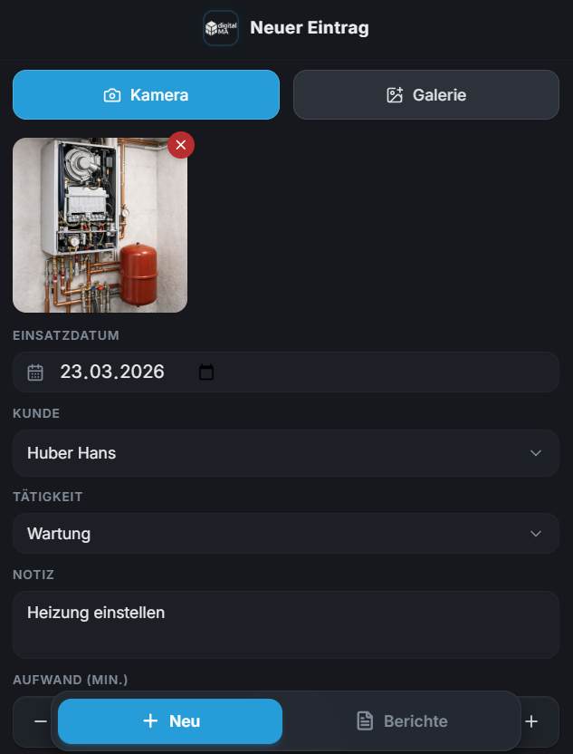 NACHWEIS App – Digitale Arbeitsdokumentation und Arbeitsnachweis als PDF für Handwerker und Servicetechniker